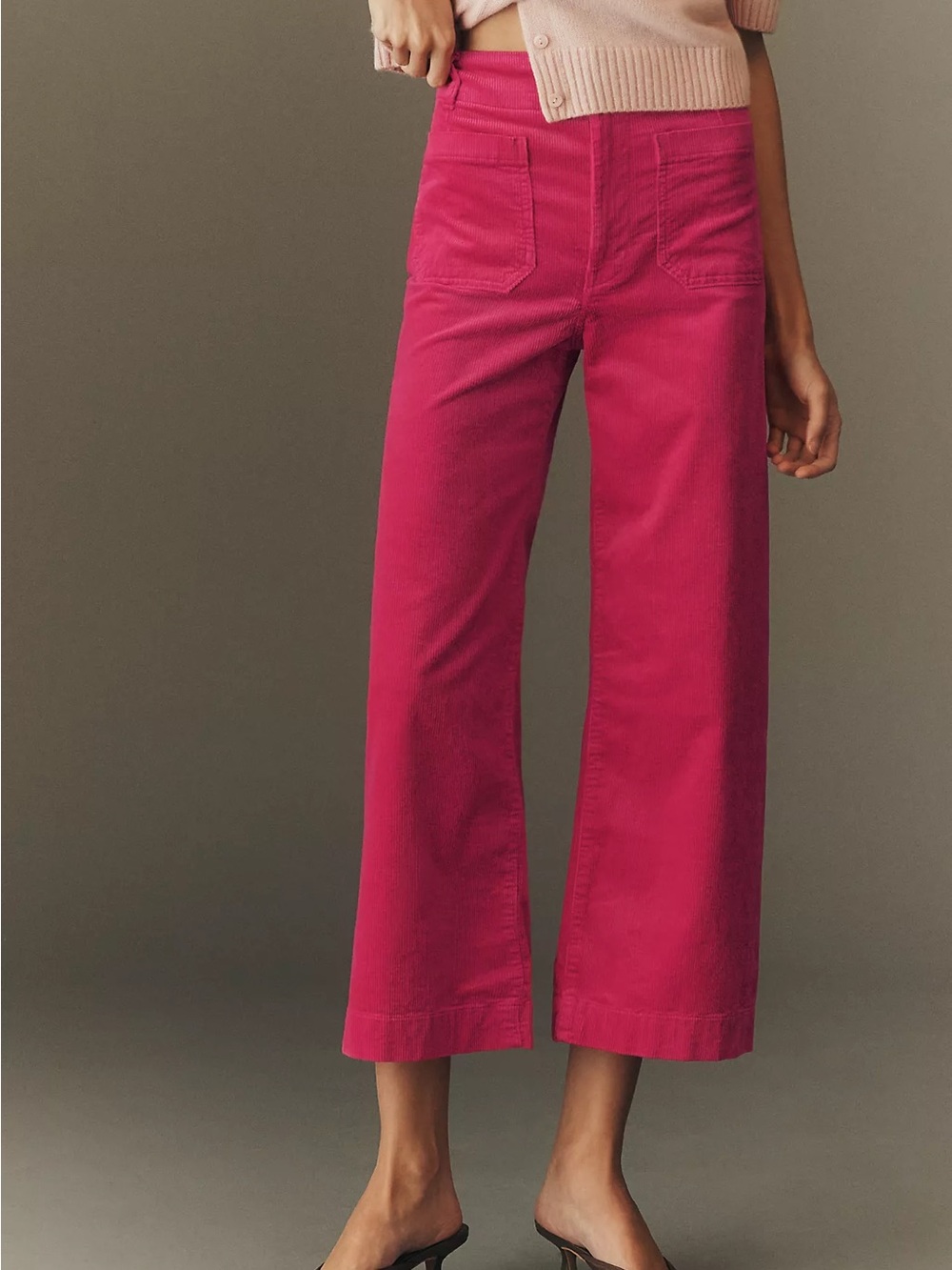 Anthropologie Maeve The Colette Pink Cropped Wide-Leg Corduroy Pants 27